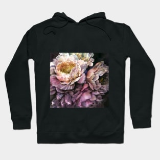 Peonies on a dark background Hoodie